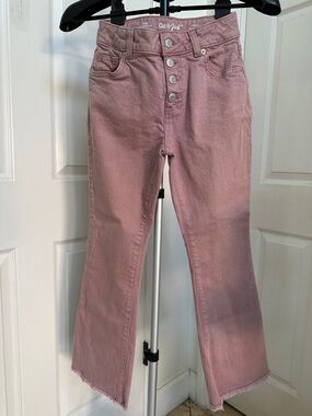 Cat & Jack Girl’s Dusty Rose Button-Front Flare / Bootcut Jeans Raw Hem Size 12